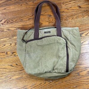 Duluth Trading Company Tote Bag Olive Canvas Large Shoulder Carryall